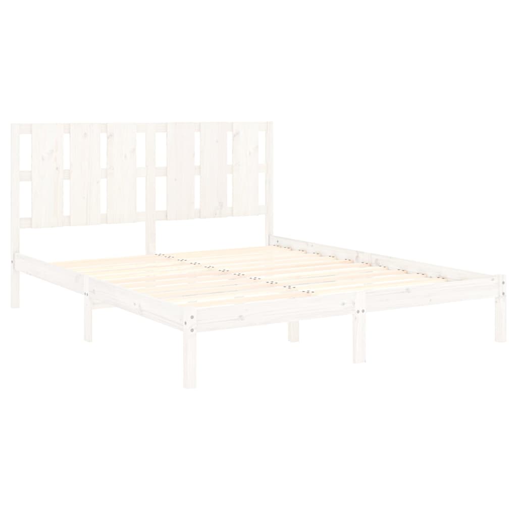Bed Frame without Mattress White Pine 160x200 cm Solid Wood