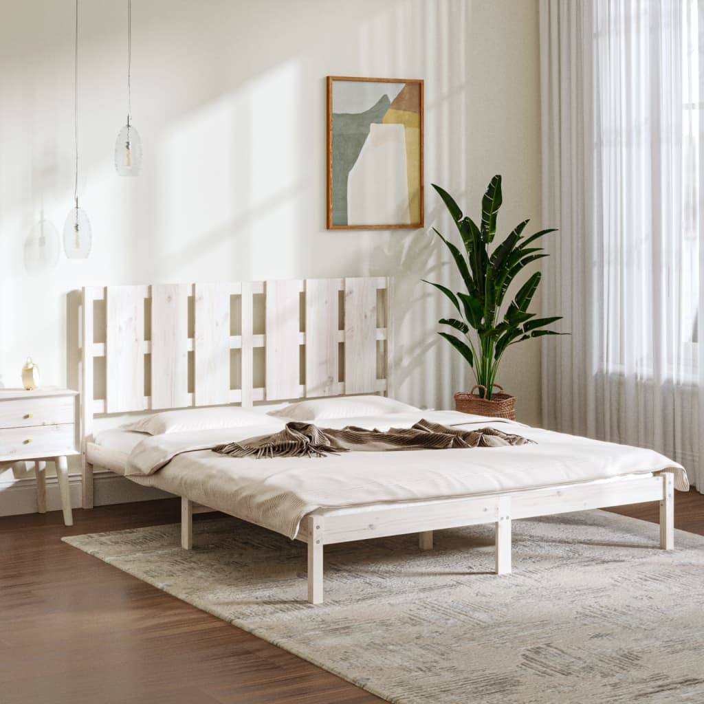Bed Frame without Mattress White Pine 160x200 cm Solid Wood