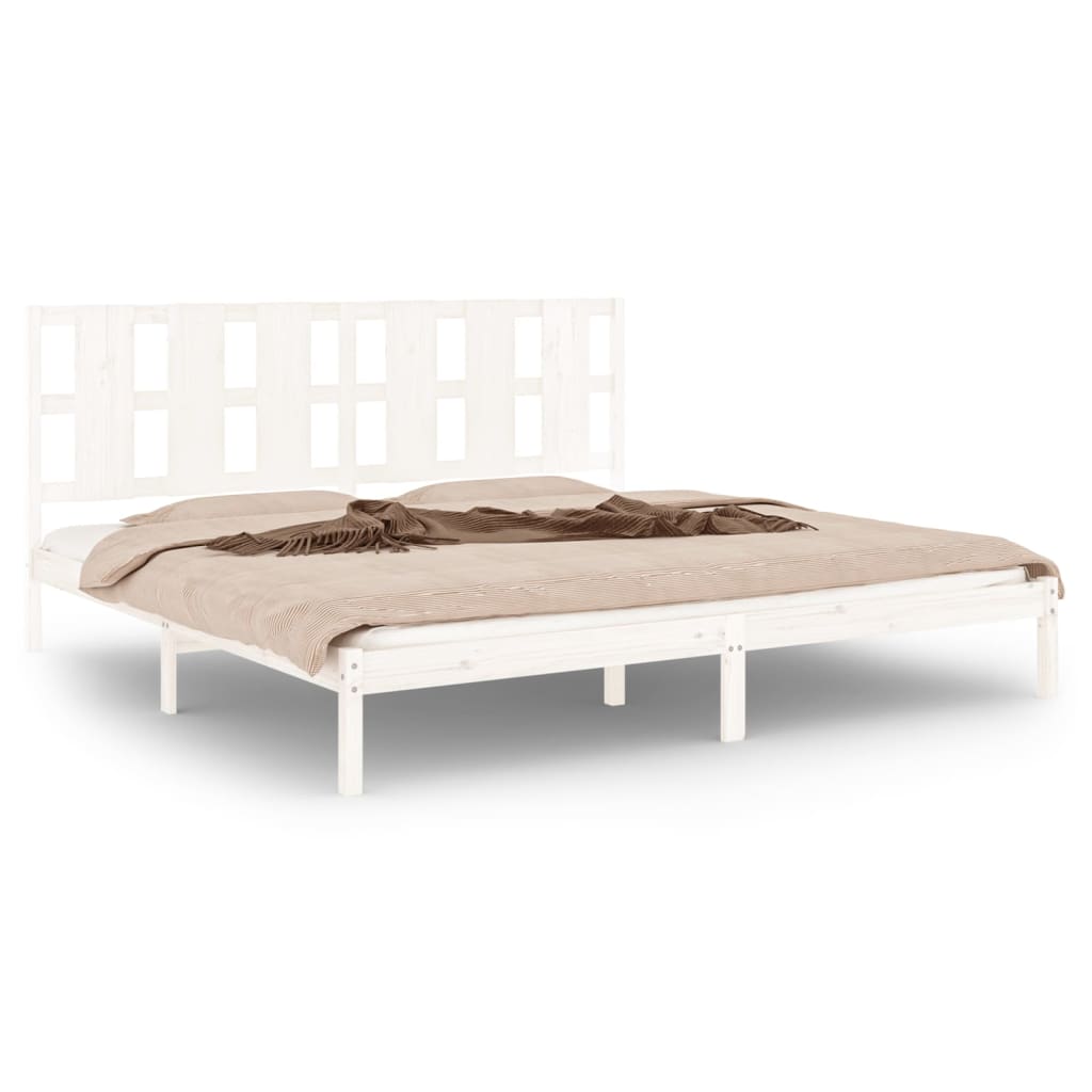 Bed Frame without Mattress White 180x200 cm Super King Solid Wood
