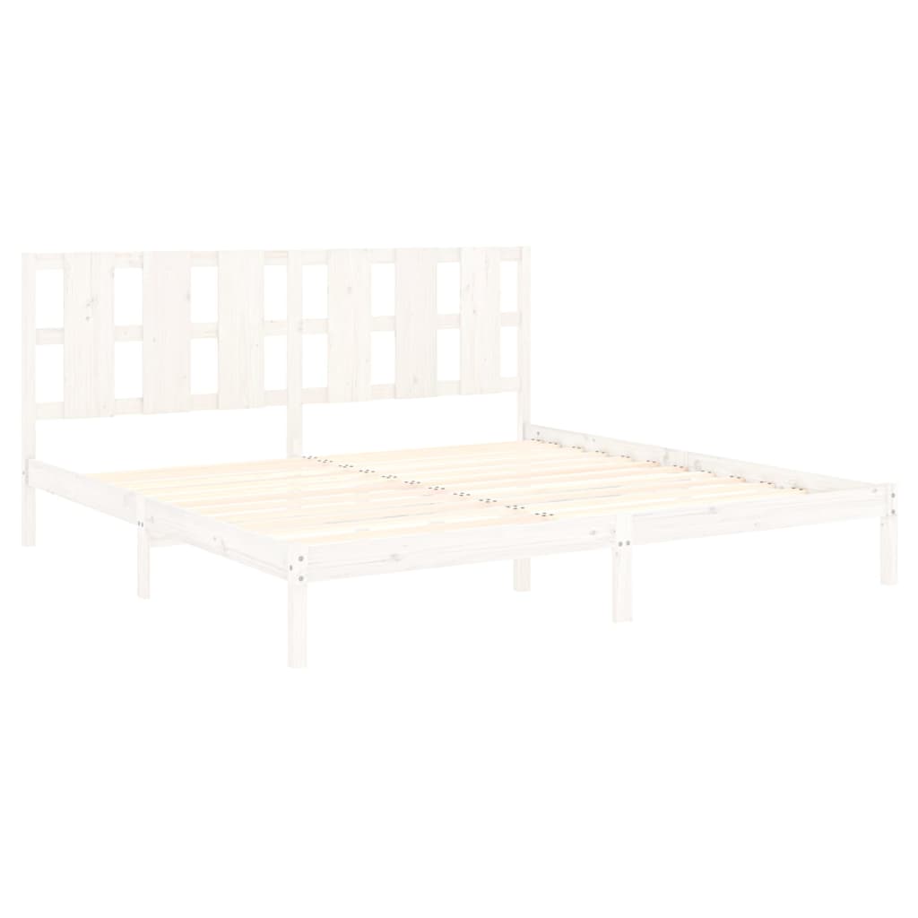 Bed Frame without Mattress White 200x200 cm Solid Wood Pine