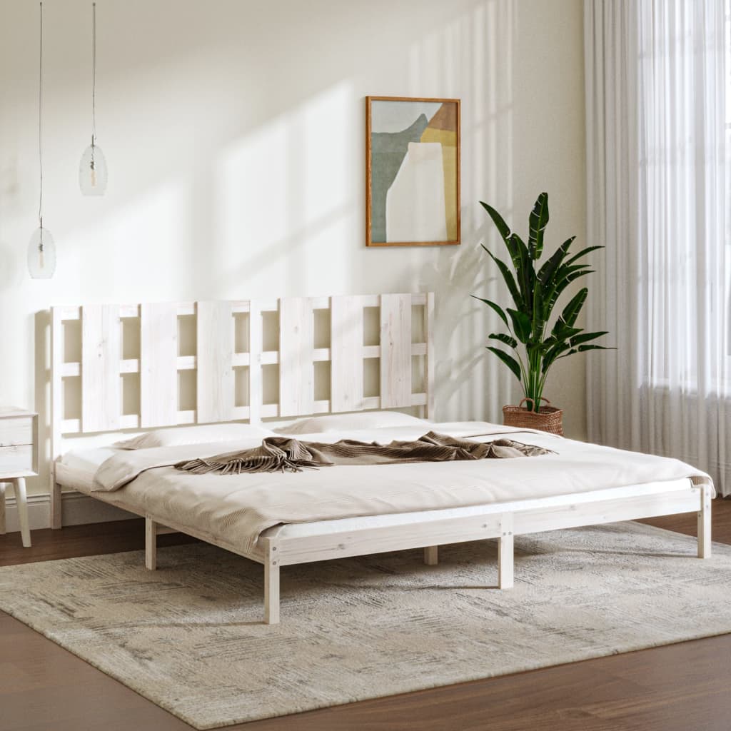 Bed Frame without Mattress White 200x200 cm Solid Wood Pine