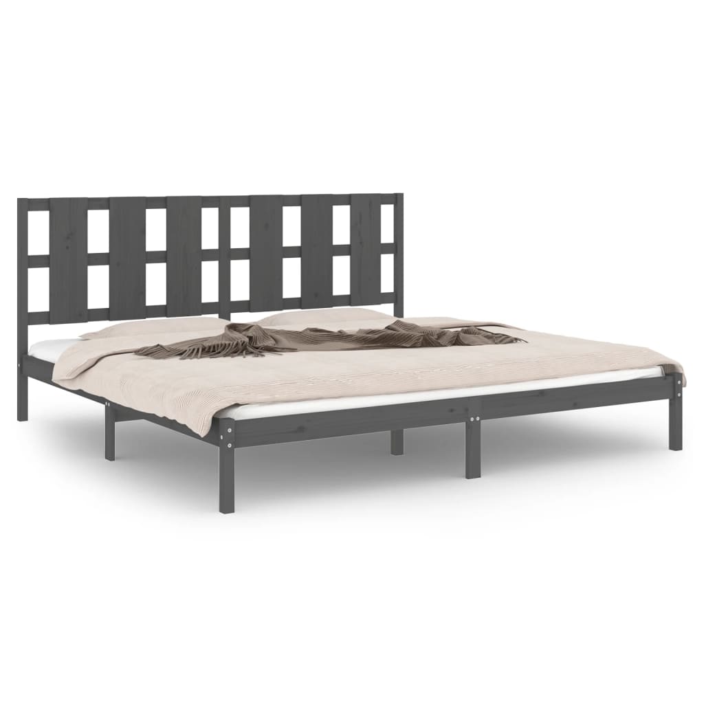 Bed Frame without Mattress Grey 200x200 cm Solid Wood Pine