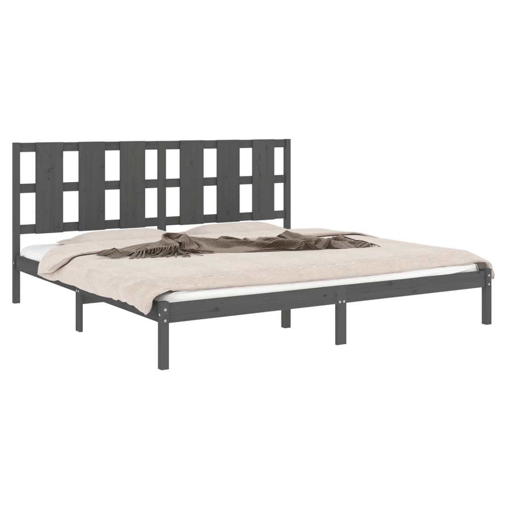 Bed Frame without Mattress Grey 200x200 cm Solid Wood Pine