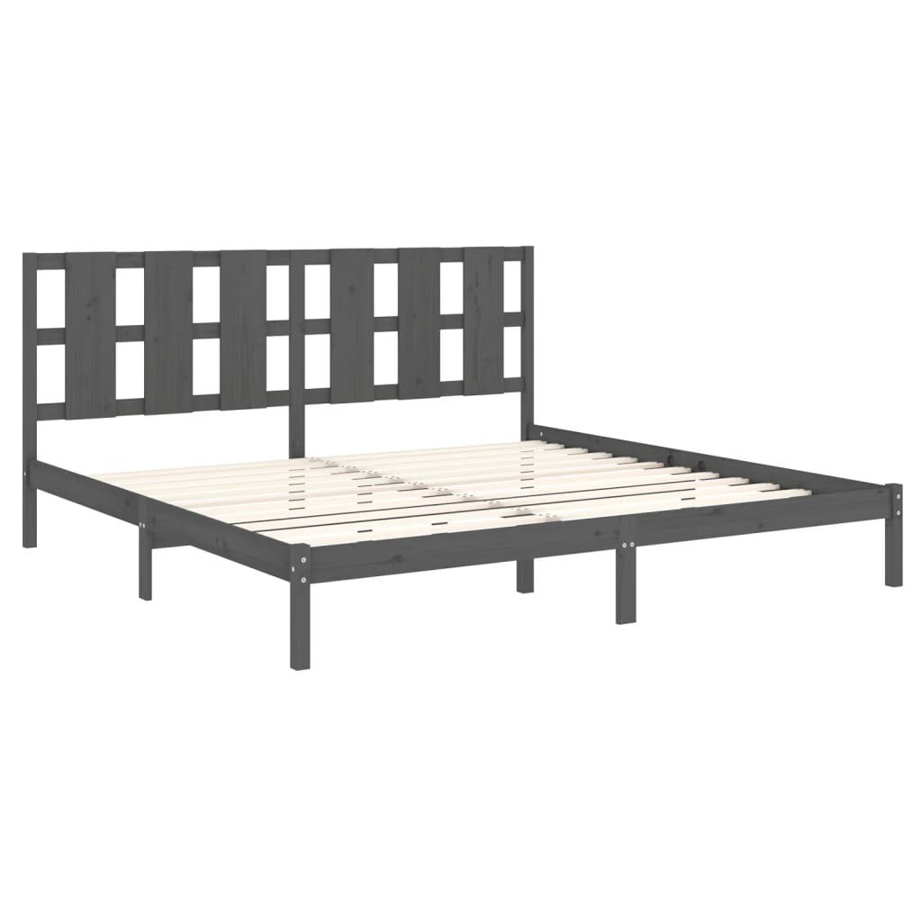 Bed Frame without Mattress Grey 200x200 cm Solid Wood Pine