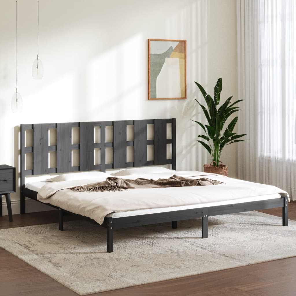 Bed Frame without Mattress Grey 200x200 cm Solid Wood Pine