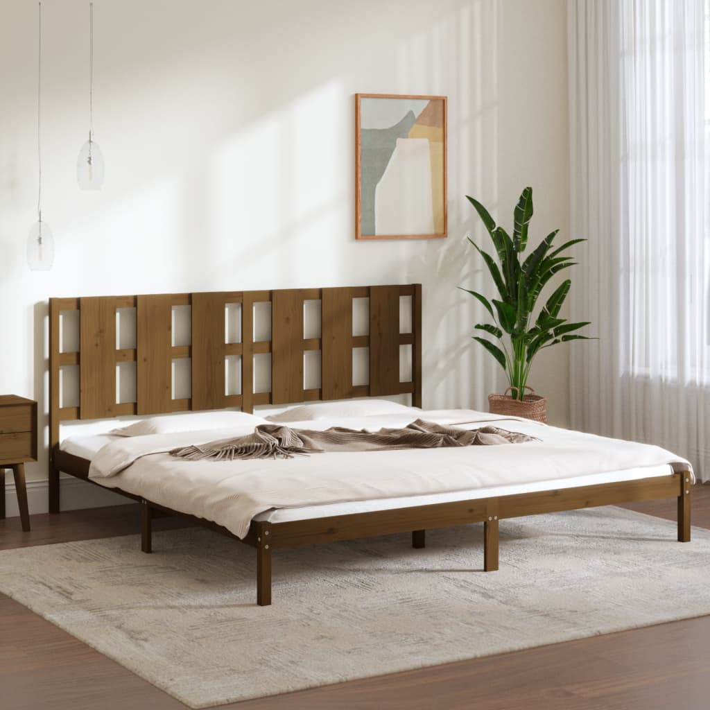 Bed Frame without Mattress Honey Brown 200x200 cm Solid Wood Pine