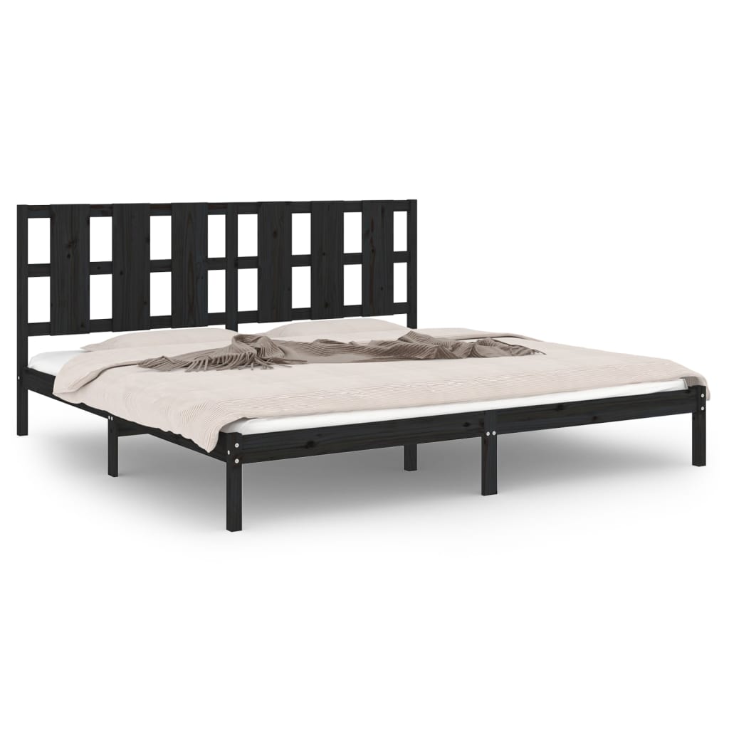 Bed Frame without Mattress Black 200x200 cm Solid Wood Pine