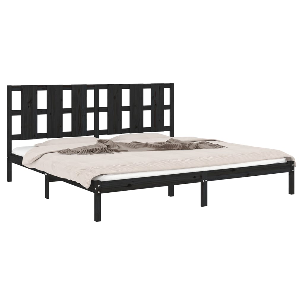 Bed Frame without Mattress Black 200x200 cm Solid Wood Pine