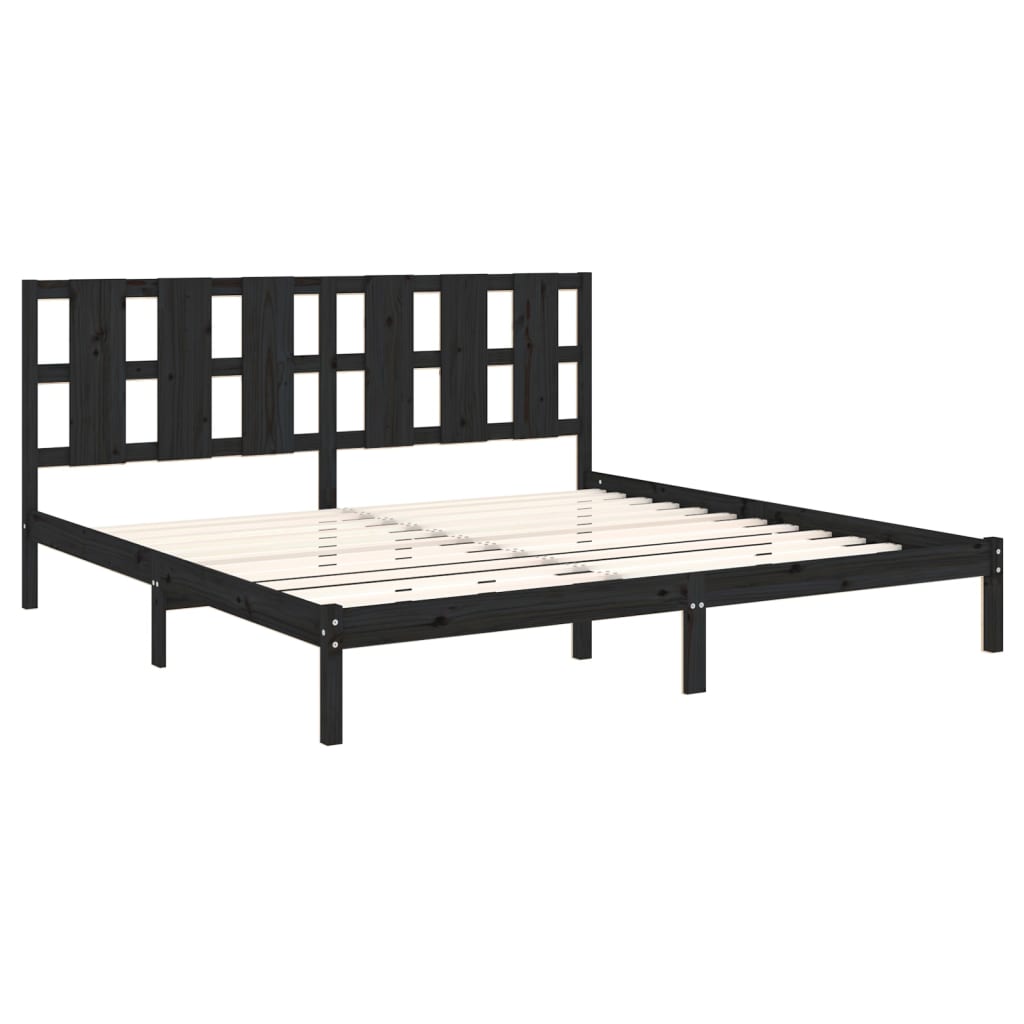 Bed Frame without Mattress Black 200x200 cm Solid Wood Pine