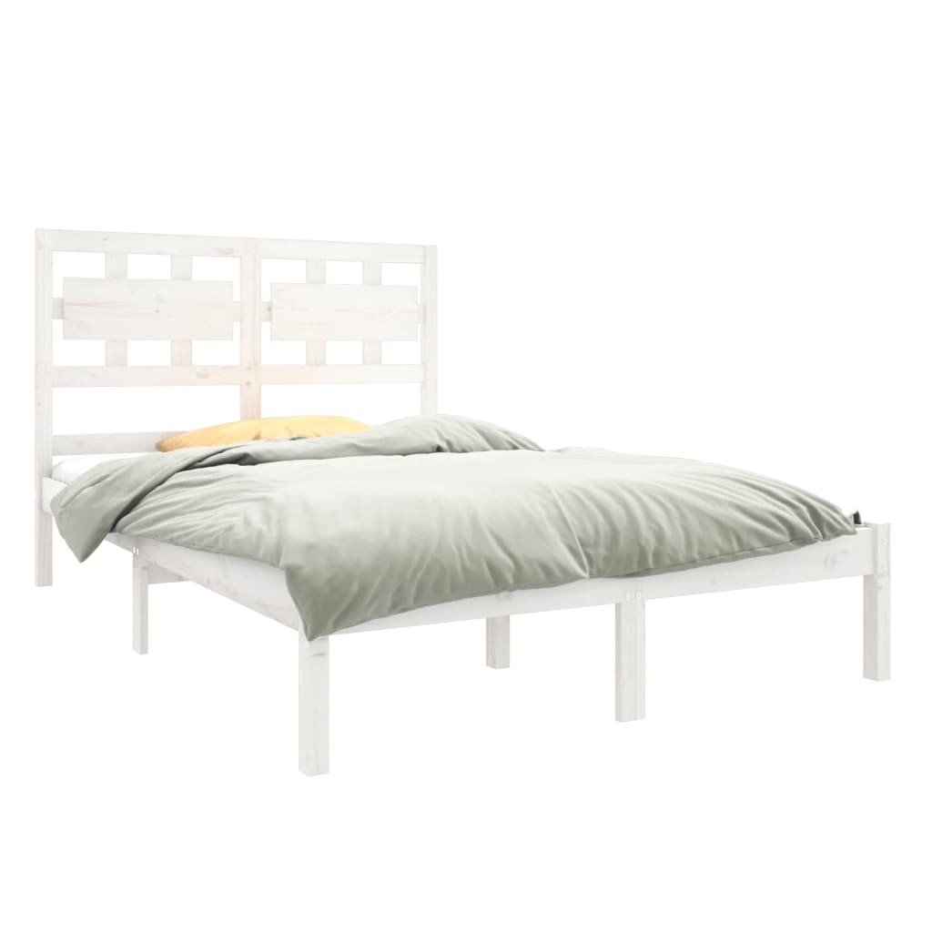 Bed Frame without Mattress White 120x190 cm Small Double Solid Wood