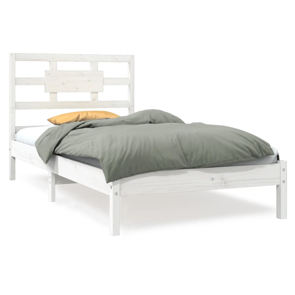 Bed Frame without Mattress White 90x200 cm Solid Wood