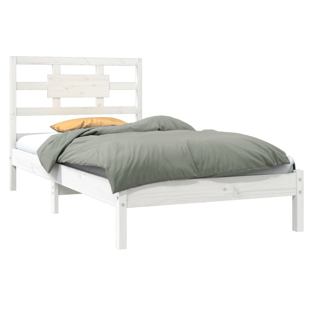 Bed Frame without Mattress White 90x200 cm Solid Wood