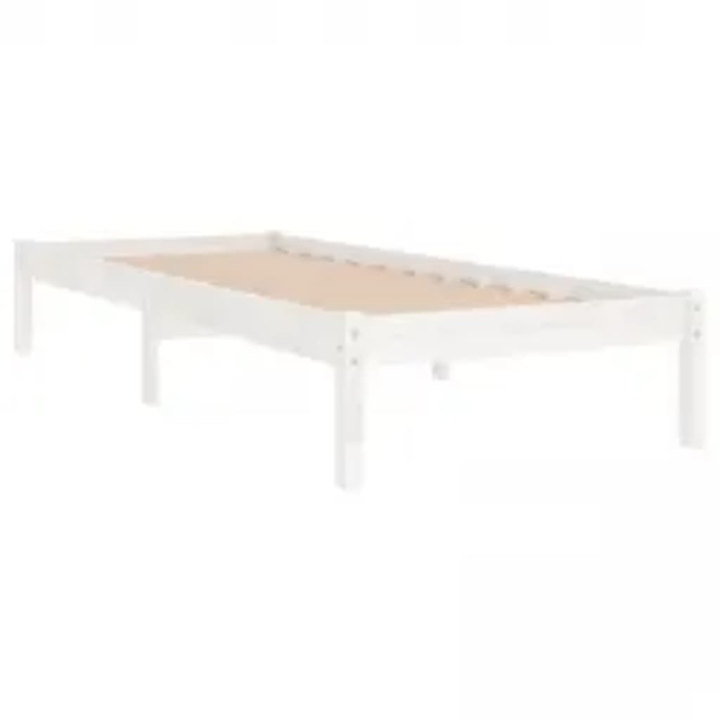 Bed Frame without Mattress White 90x200 cm Solid Wood