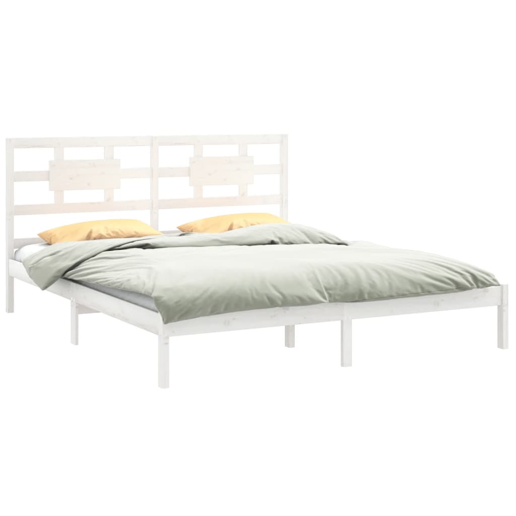 Bed Frame without Mattress White 180x200 cm Super King Solid Wood