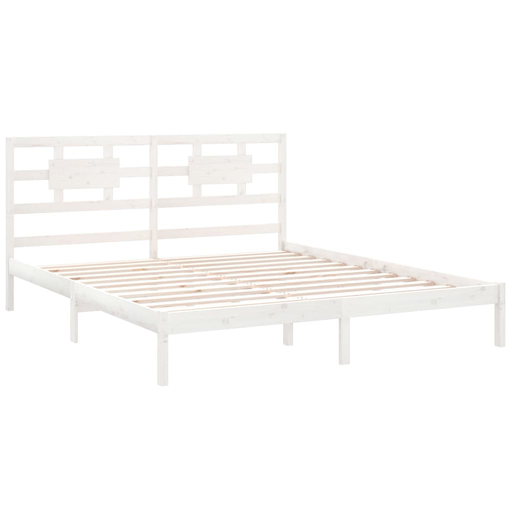 Bed Frame without Mattress White 180x200 cm Super King Solid Wood
