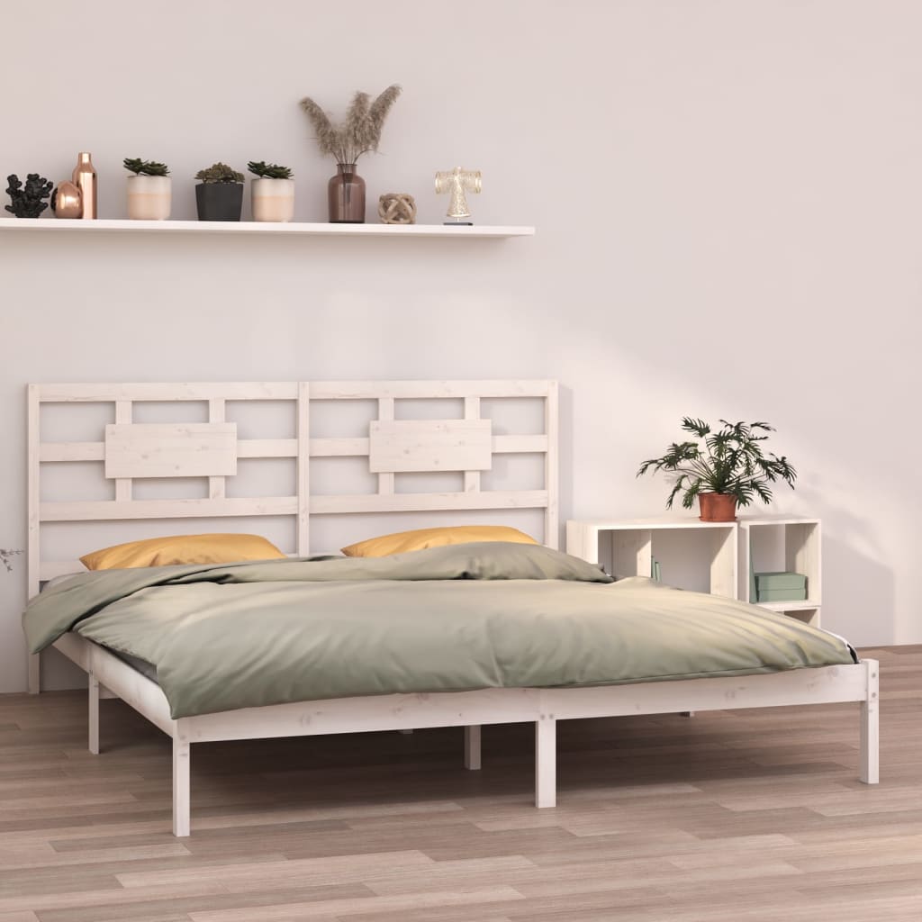 Bed Frame without Mattress White 180x200 cm Super King Solid Wood
