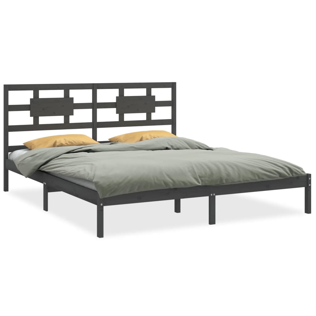 Bed Frame without Mattress Grey 200x200 cm Solid Wood