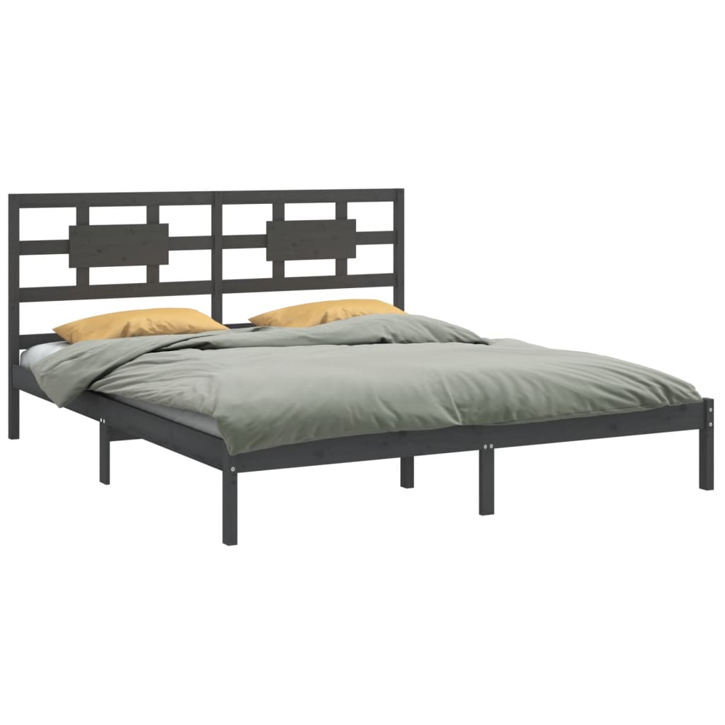 Bed Frame without Mattress Grey 200x200 cm Solid Wood