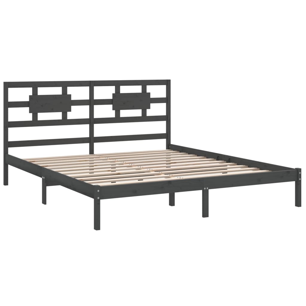 Bed Frame without Mattress Grey 200x200 cm Solid Wood