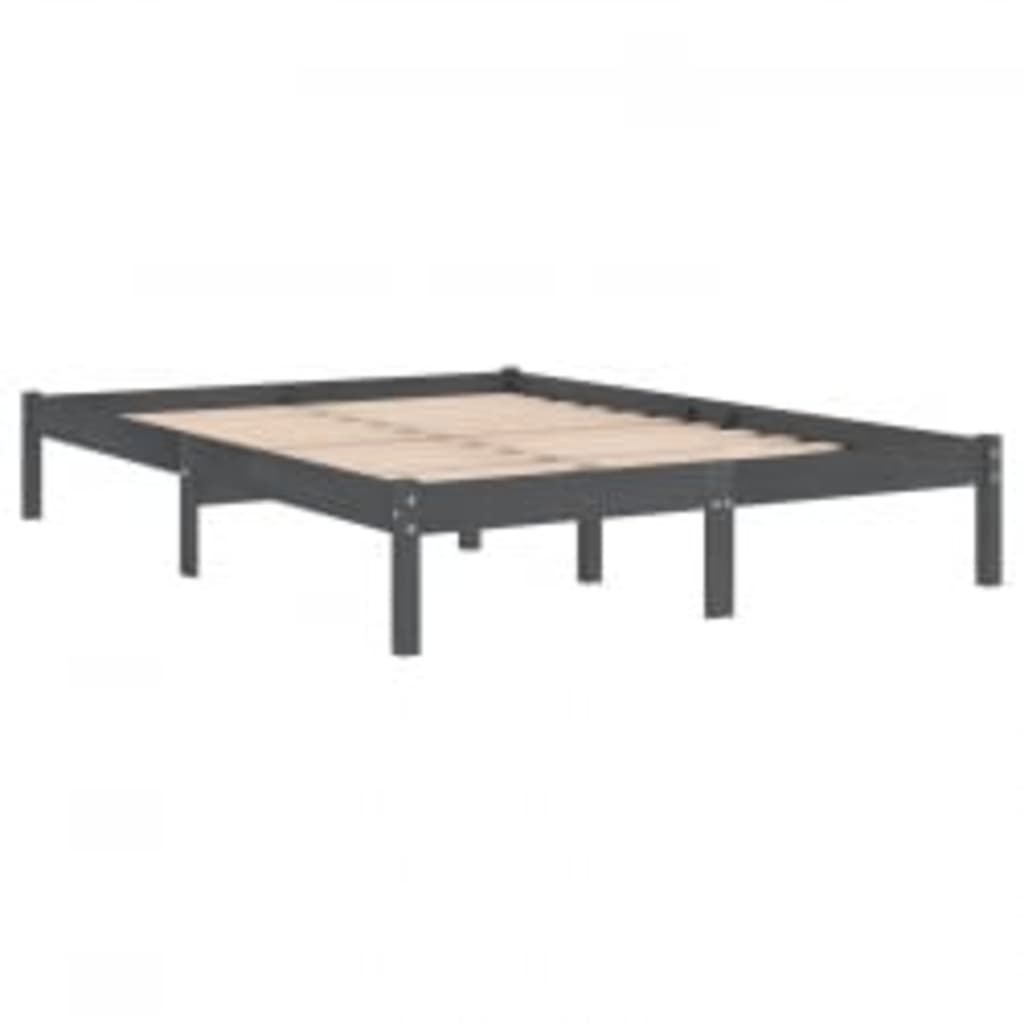 Bed Frame without Mattress Grey 200x200 cm Solid Wood