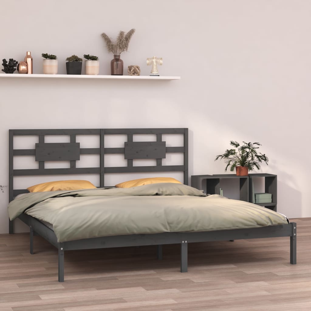 Bed Frame without Mattress Grey 200x200 cm Solid Wood