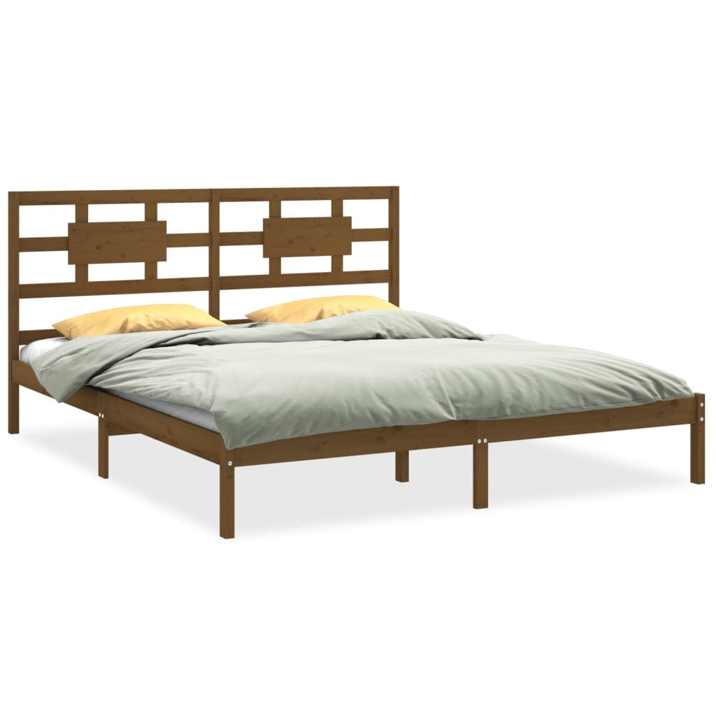 Bed Frame without Mattress Honey Brown 200x200 cm Solid Wood