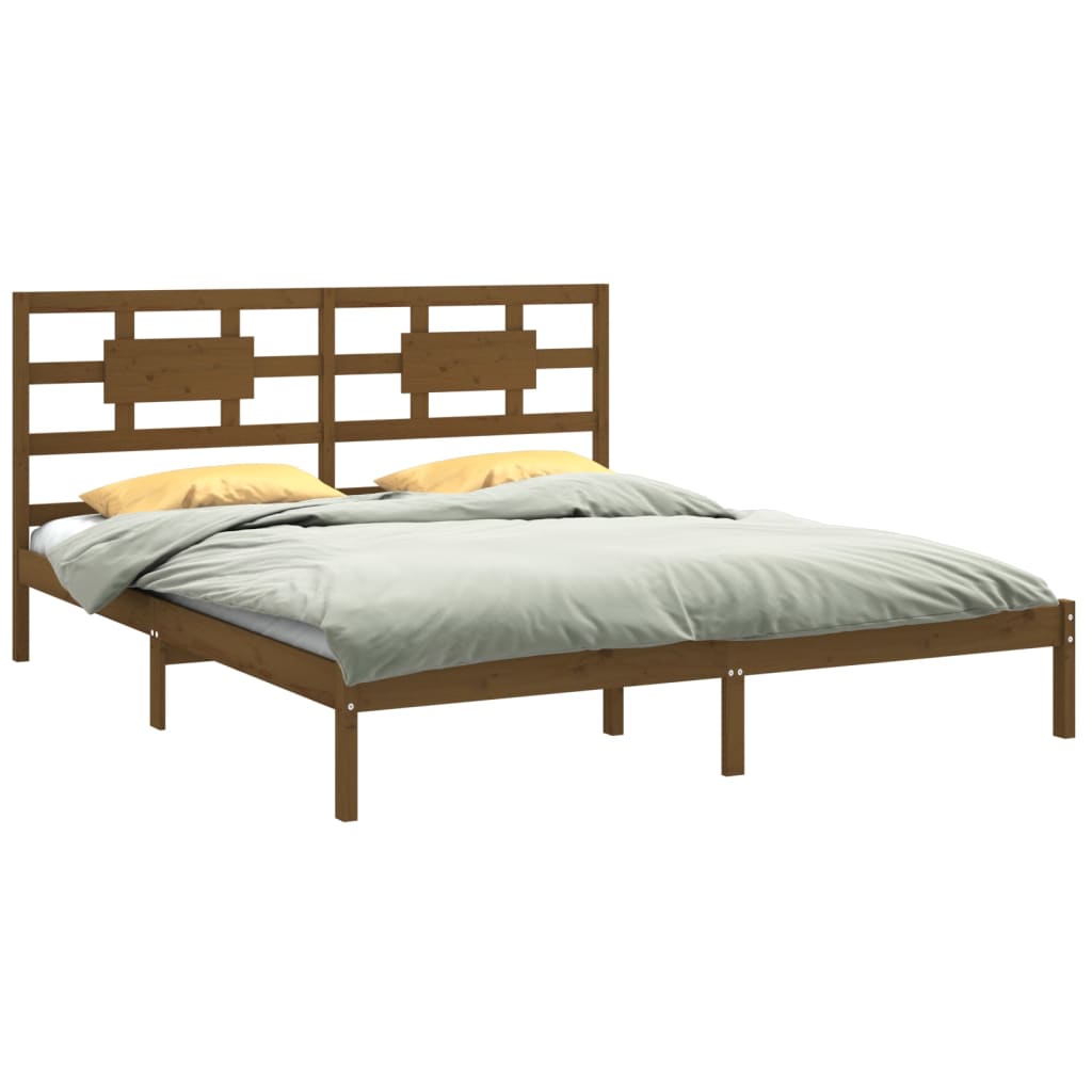 Bed Frame without Mattress Honey Brown 200x200 cm Solid Wood