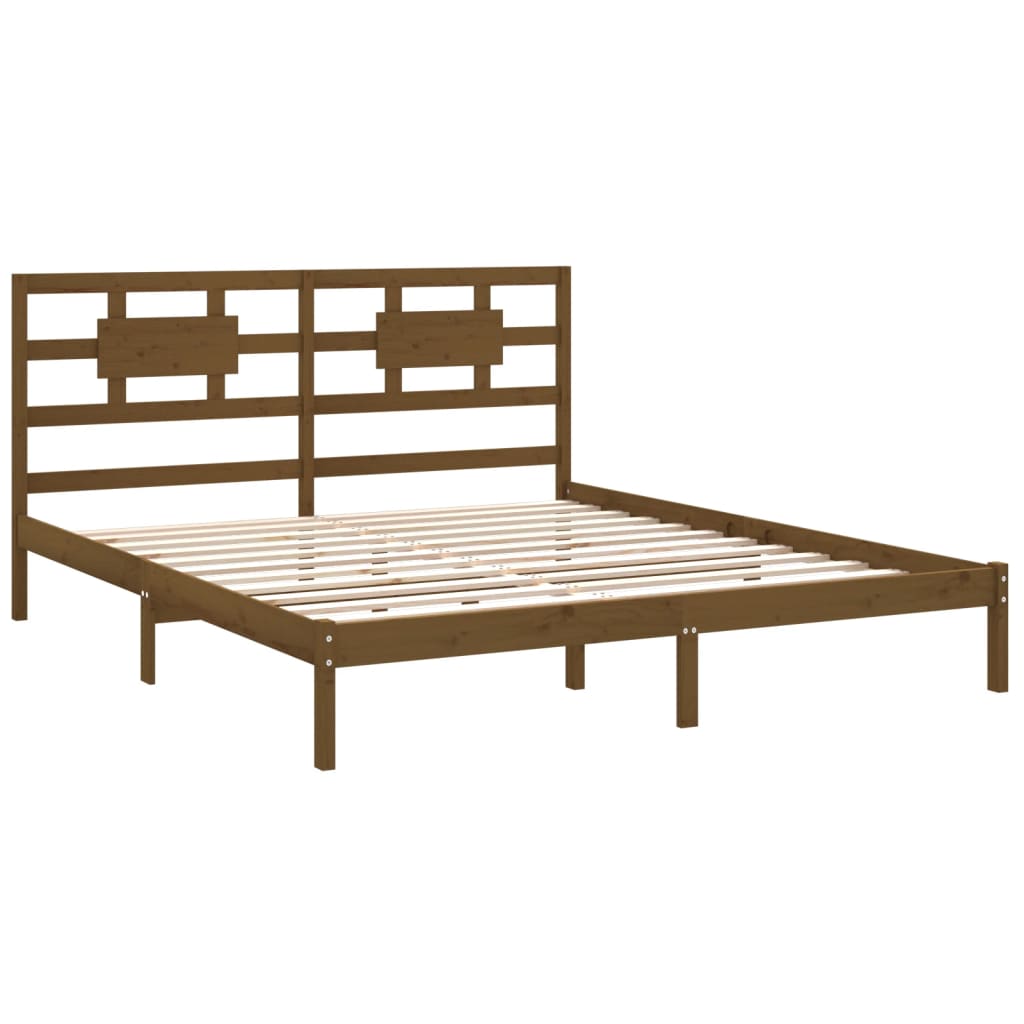 Bed Frame without Mattress Honey Brown 200x200 cm Solid Wood