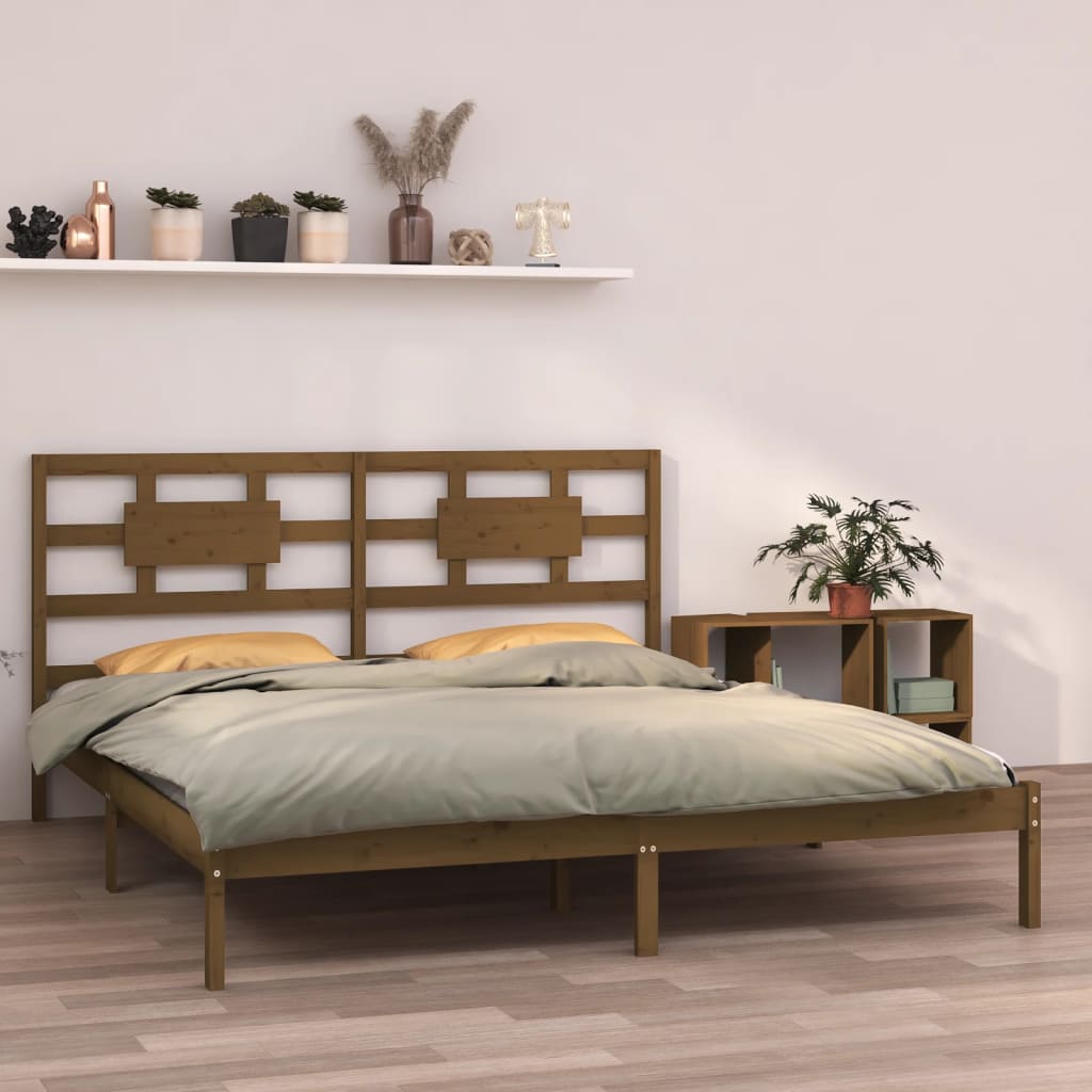 Bed Frame without Mattress Honey Brown 200x200 cm Solid Wood