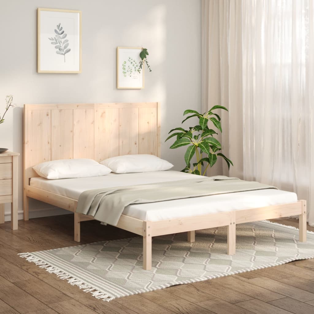 Bed Frame without Mattress 140x190 cm Solid Wood Pine
