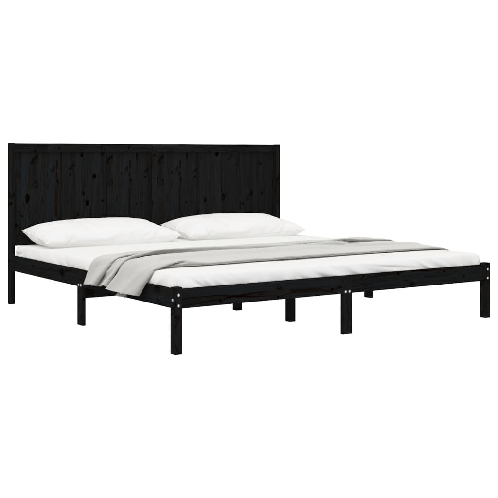 Bed Frame without Mattress Black 200x200 cm Solid Wood Pine