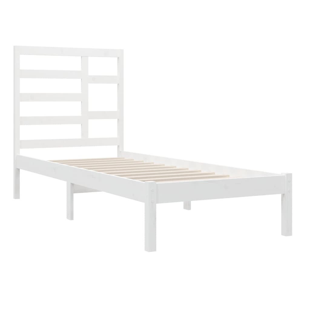 Bed Frame without Mattress White Solid Wood 75x190 cm Small Single