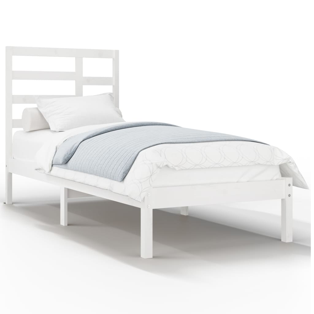 Bed Frame without Mattress White Solid Wood 90x190 cm Single Single