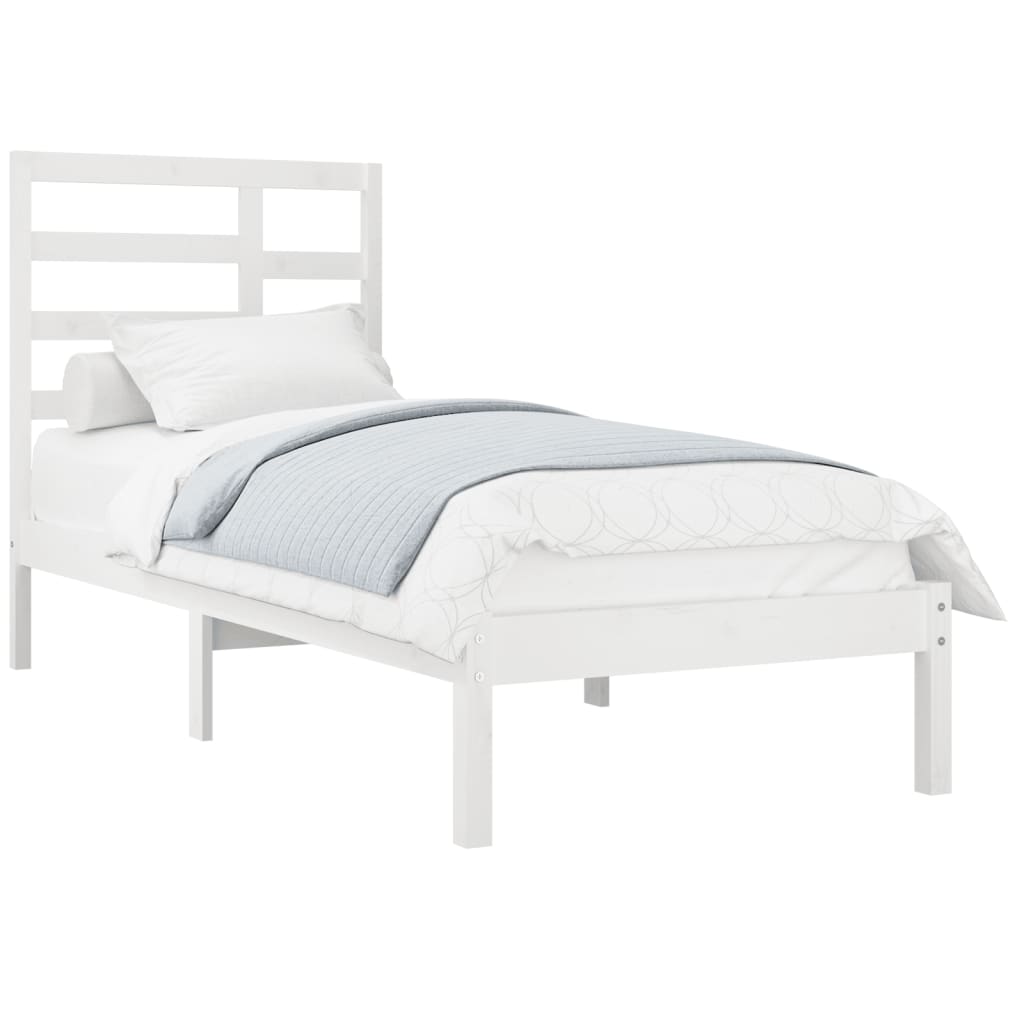 Bed Frame without Mattress White Solid Wood 90x200 cm