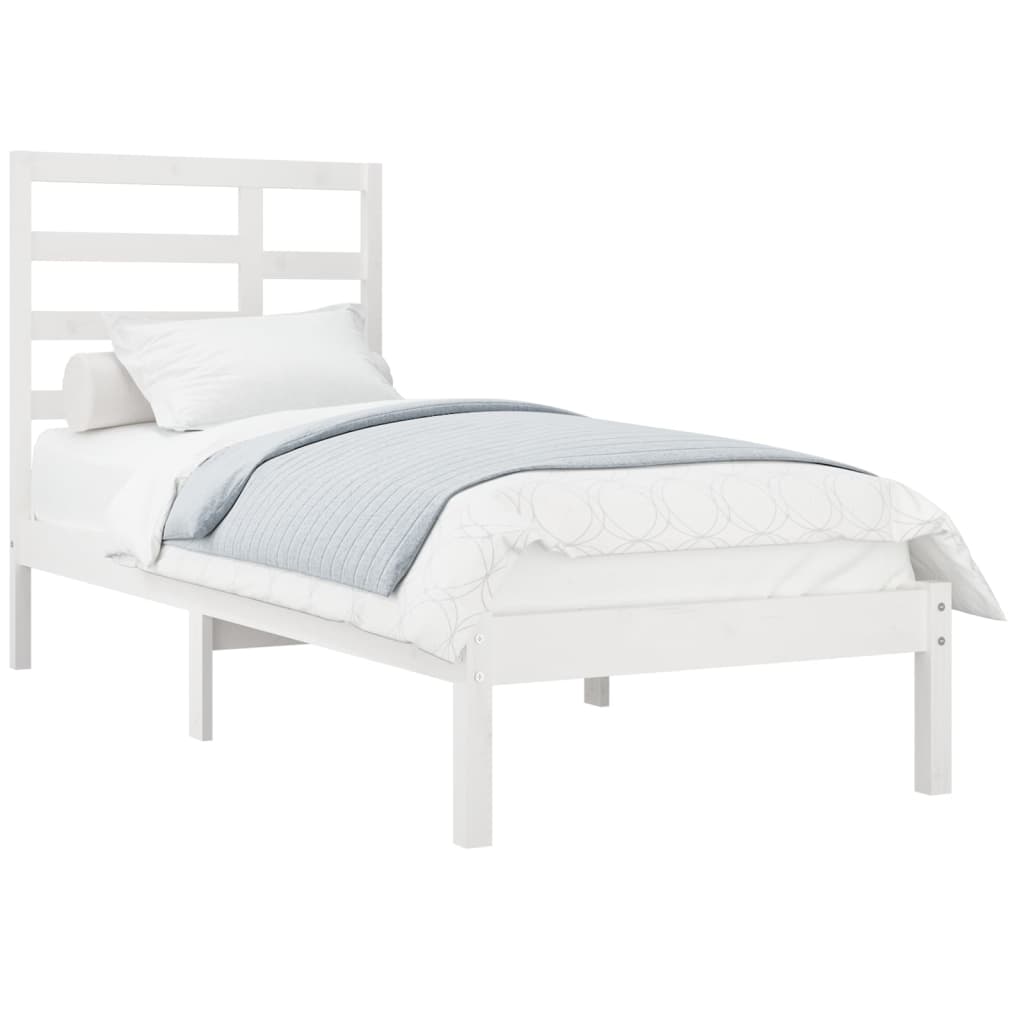 Bed Frame without Mattress White Solid Wood 100x200 cm