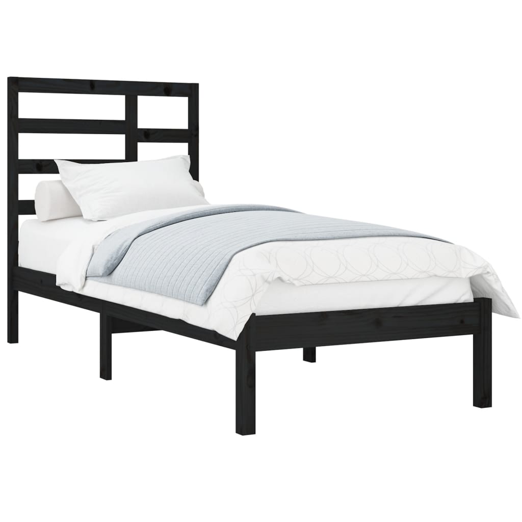 Bed Frame without Mattress Black Solid Wood 100x200 cm