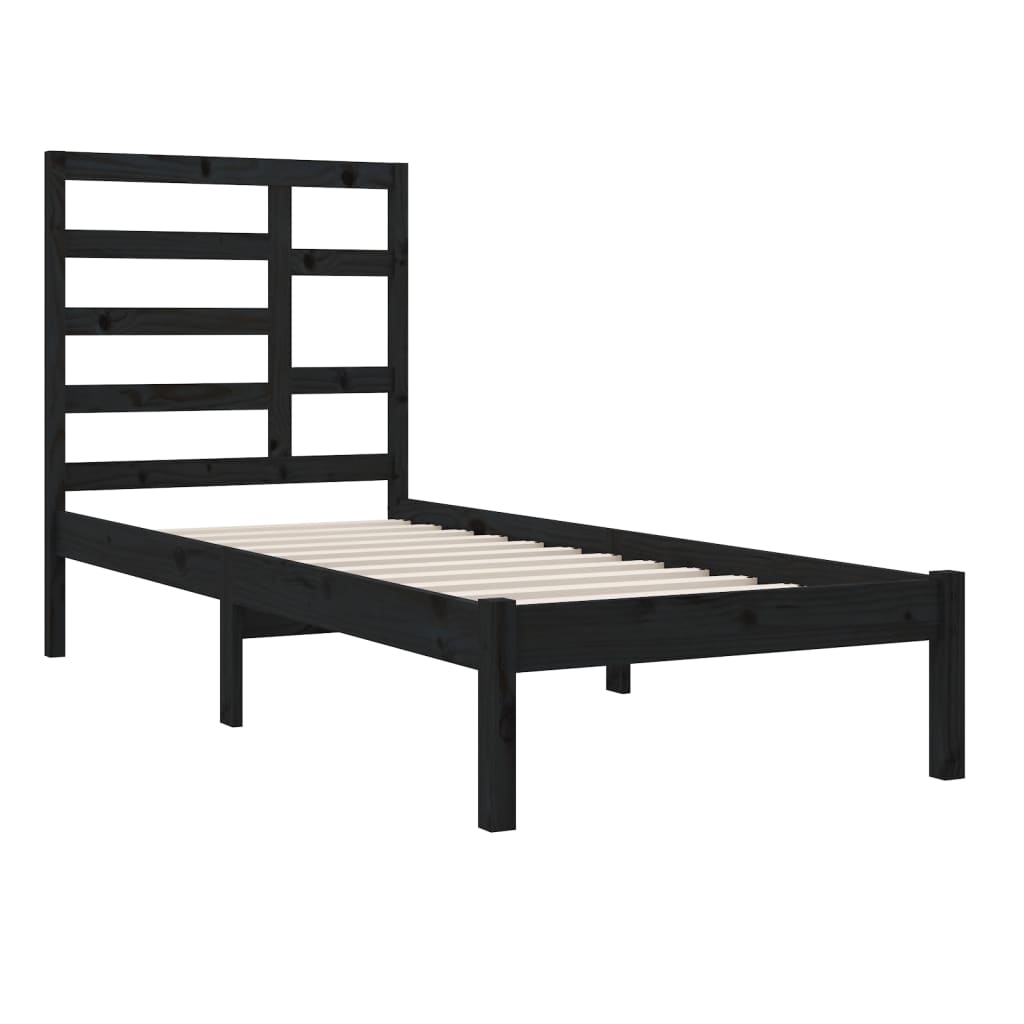 Bed Frame without Mattress Black Solid Wood 100x200 cm