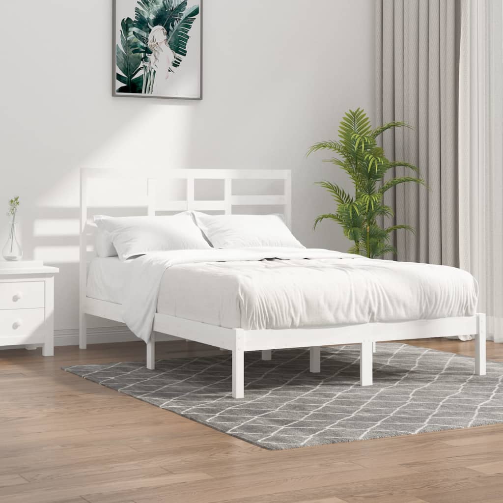 Bed Frame without Mattress White Solid Wood 120x200 cm