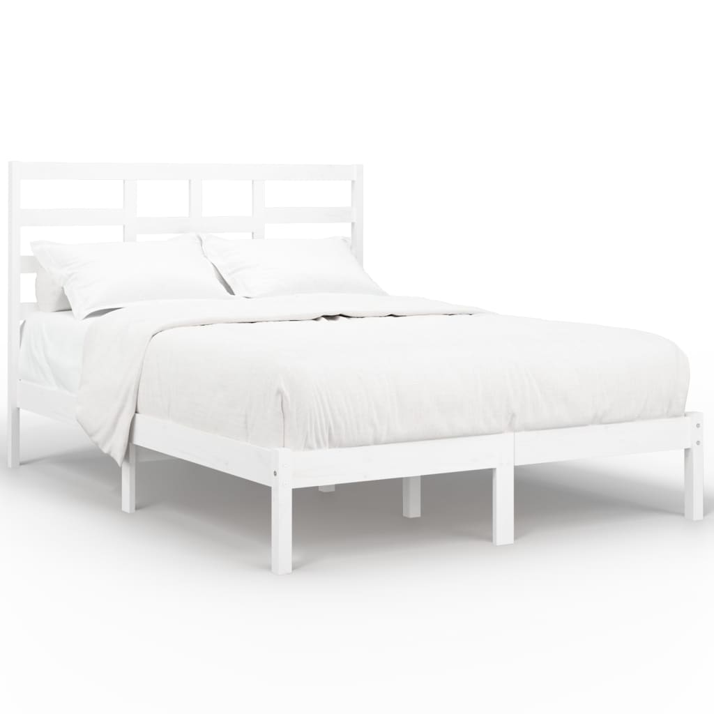 Bed Frame without Mattress White Solid Wood 140x200 cm