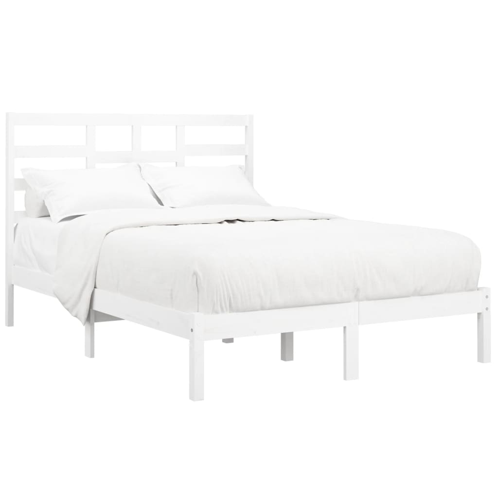 Bed Frame without Mattress White Solid Wood 160x200 cm
