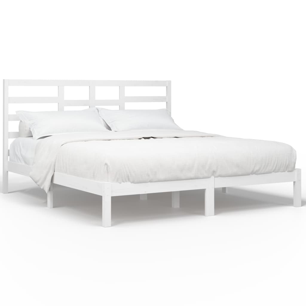 Bed Frame without Mattress White Solid Wood 200x200 cm