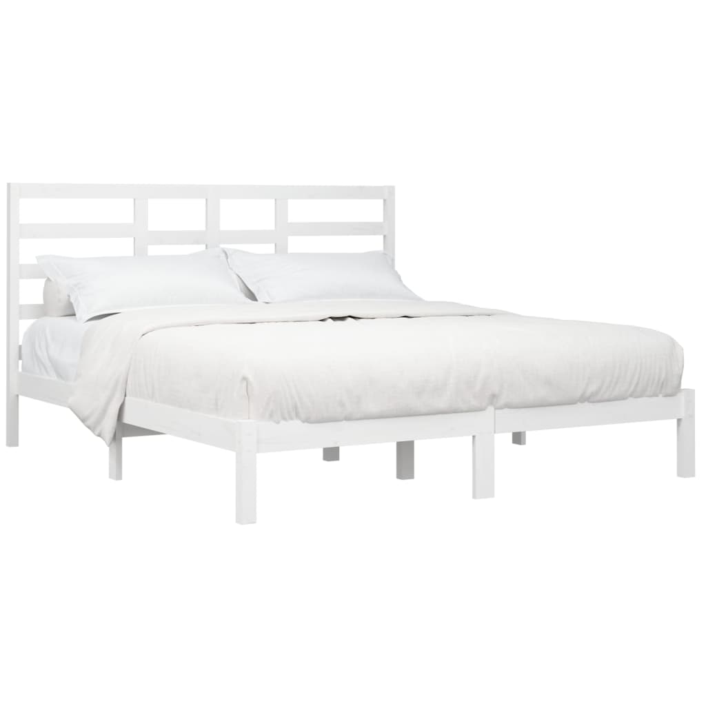Bed Frame without Mattress White Solid Wood 200x200 cm