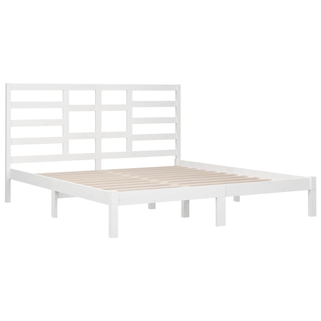 Bed Frame without Mattress White Solid Wood 200x200 cm