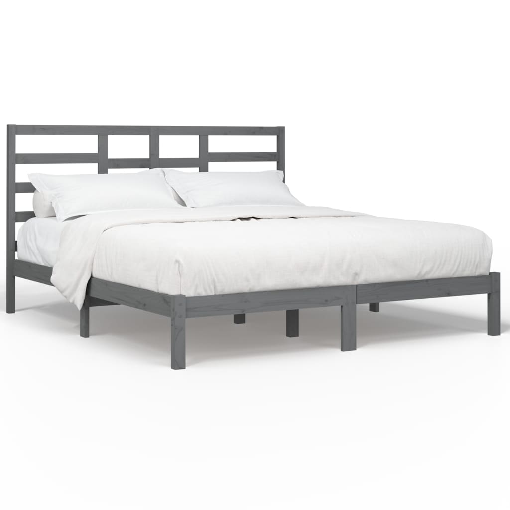 Bed Frame without Mattress Grey Solid Wood 200x200 cm