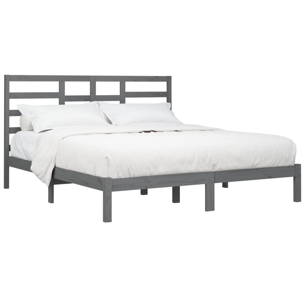 Bed Frame without Mattress Grey Solid Wood 200x200 cm
