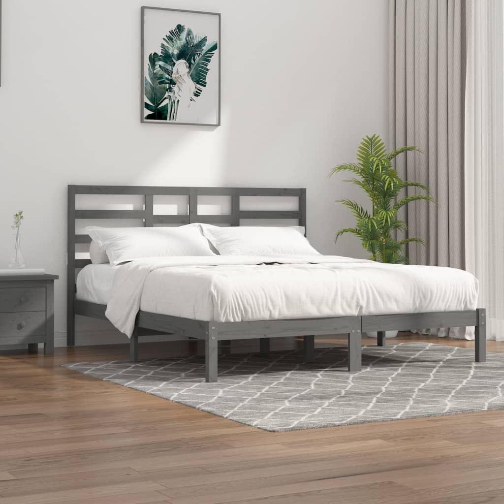 Bed Frame without Mattress Grey Solid Wood 200x200 cm