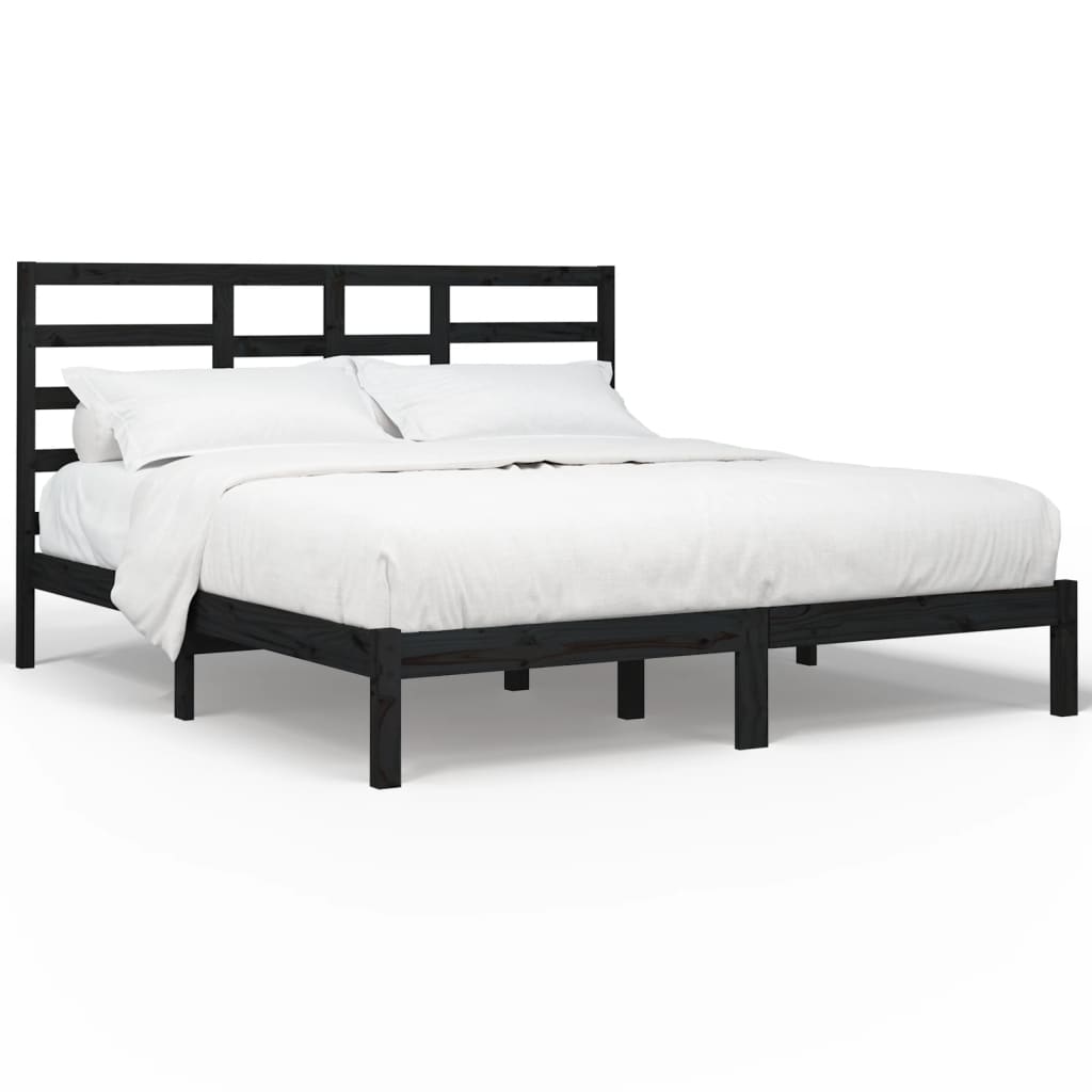 Bed Frame without Mattress Black Solid Wood 200x200 cm