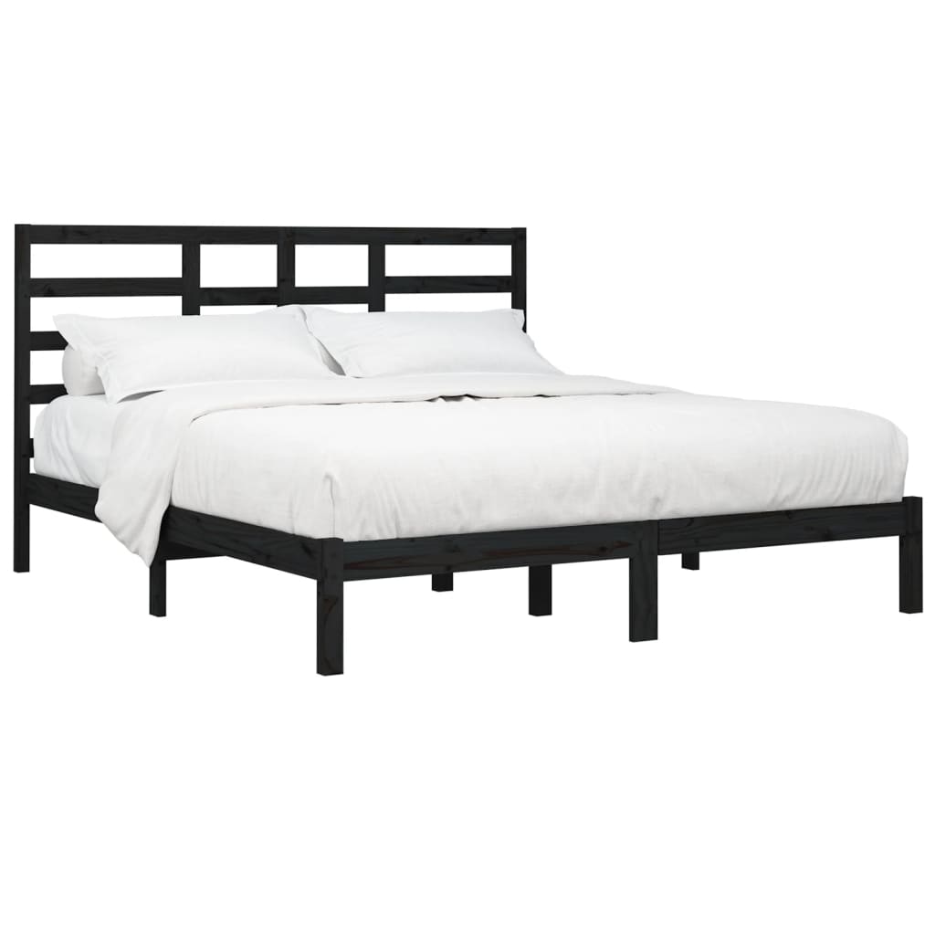 Bed Frame without Mattress Black Solid Wood 200x200 cm