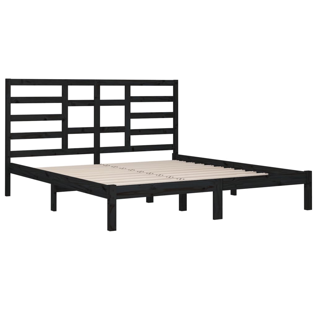 Bed Frame without Mattress Black Solid Wood 200x200 cm