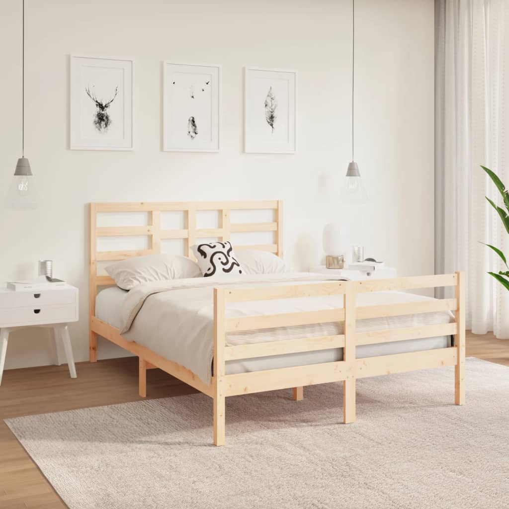 Bed Frame without Mattress Solid Wood 120x190 cm Small Double